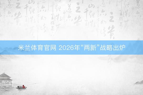 米兰体育官网 2026年“两新”战略出炉