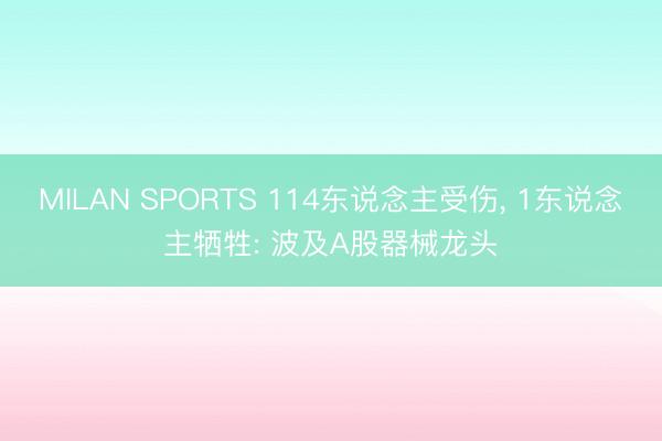 MILAN SPORTS 114东说念主受伤， 1东说念主牺牲: 波及A股器械龙头